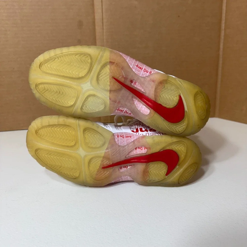 Nike Air Little Posite One Kids Sneakers‎ Shoes White Red Just Do It Roses